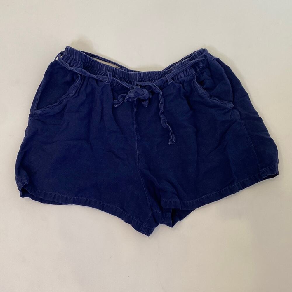 Lucky Brand Paper Bag Chambray Shorts Tie Waist EUC Sz L Linen Viscose Casual